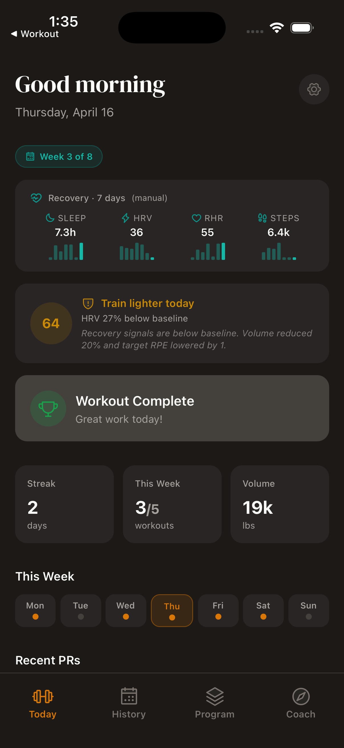 Gauge Fitness app screens